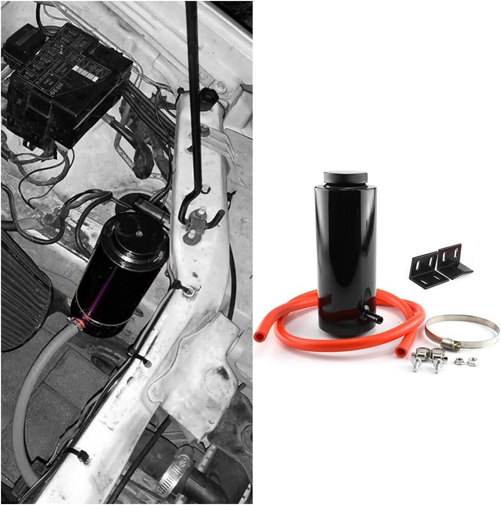 BESULEN Coolant Overflow Tank, Universal 800 ML Radiator Overflow Bottle with 5/16 Fuel Hose Line, Aluminum Coolant Overflow Recovery Reservoir Water Tank, Car Accessories Replacement