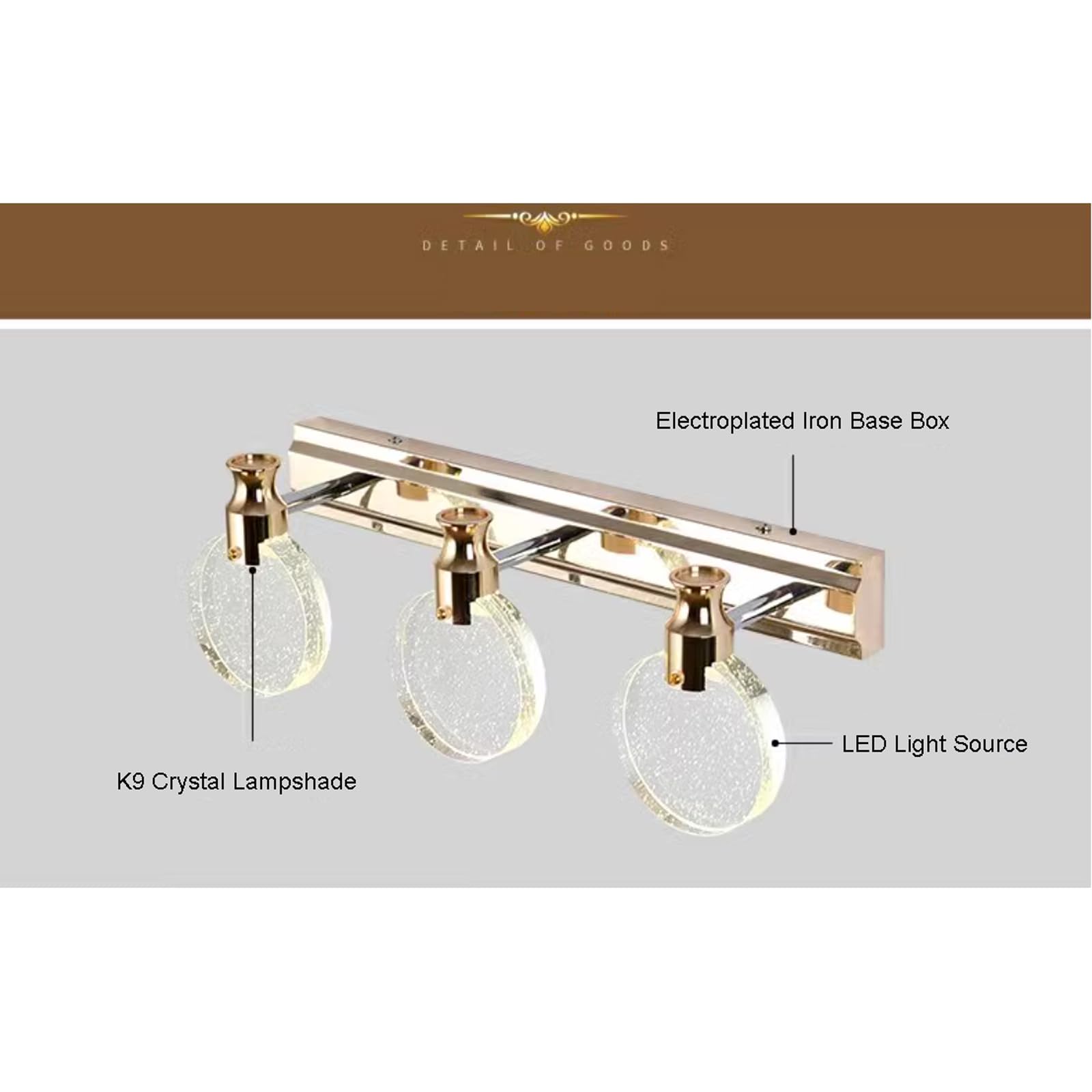 Lampa Kristallen badkamerijdelheidslicht 2/3 licht Bubble Crystal LED-badkamerverlichtingsarmaturen boven spiegel 4000K Moderne ijdelheidslamp Schanslamp voor woonkamer toaletka lustro światło