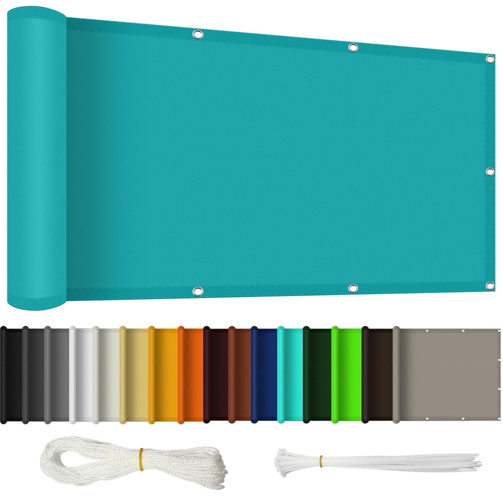 Vela Ombreggiante 50 x 600 cm Anti-Uv, Protezione Della Privacy Privacy Recinzione Copertura per Balcone con Corda, Facile da Installare per Recinzione, Ringhiera, Bianco