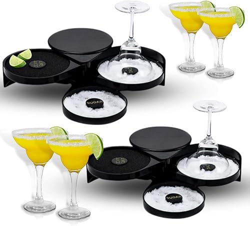 2 barras de 3 niveles para barra de cristal, barra de herramientas de barman, jugo de cóctel, caja de condimentos, rimmers de sal de azúcar y lima