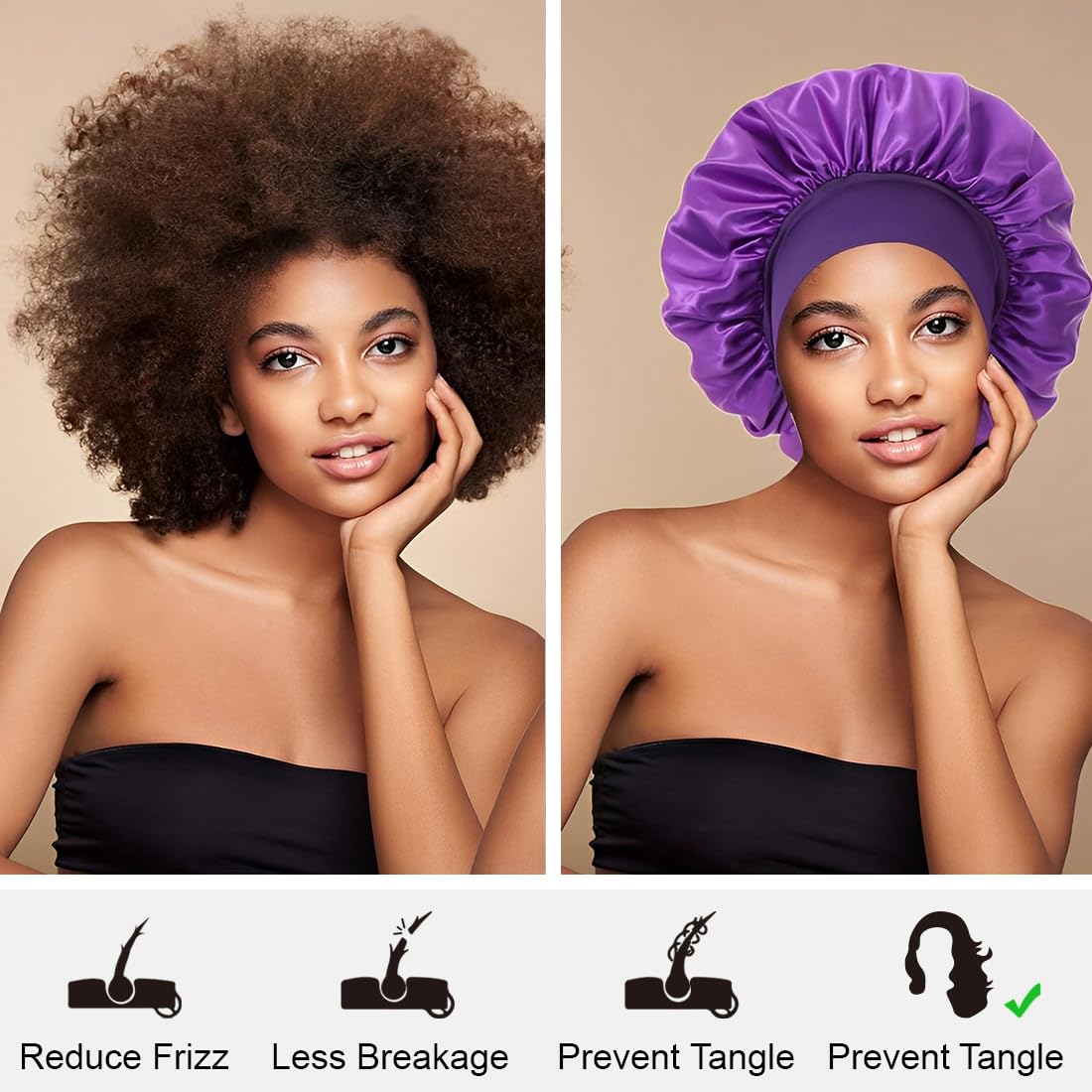 Cuffia Da Notte In Raso Con Stampa Hawaiana – Morbida E Regolabile Per Capelli Ricci E Treccie – Unisex – Protezione Anticrespo - 4