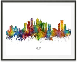 Doha Qatar Skyline art print poster, unframed -6678