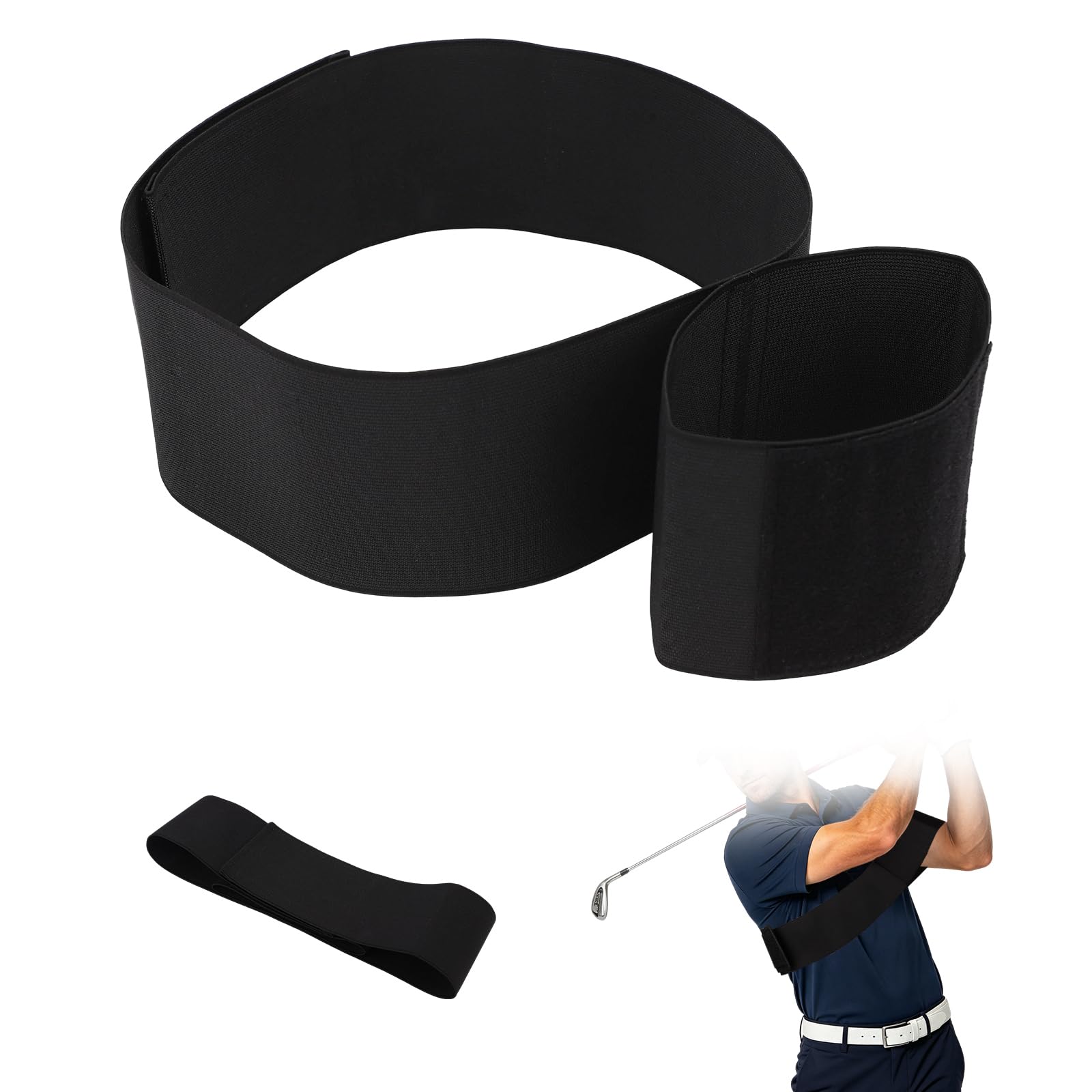 Golf Swing Corrector Arm Band, 2-in-1 Swing Correcting Tool Flexible Golf Training Aid Assist for Beginners Men Women to Improve Posture & Ball Striking Indoor/Outdoor Practice Accessories