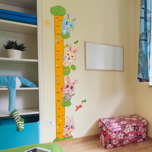 Vista 8 de Vinilo autoadheve de dibujos animados de animales para la pared del cuarto de niños, calcomanía de la tabla de crecimiento del bebé para el León