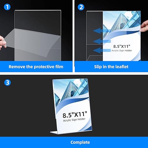 Miniatura 4 de DECOHOBO Paquete de 12 soportes acrílicos de 8.5 x 11 pulgadas, soportes de exhibición de plástico transparente para mesa, soportes acrílicos en