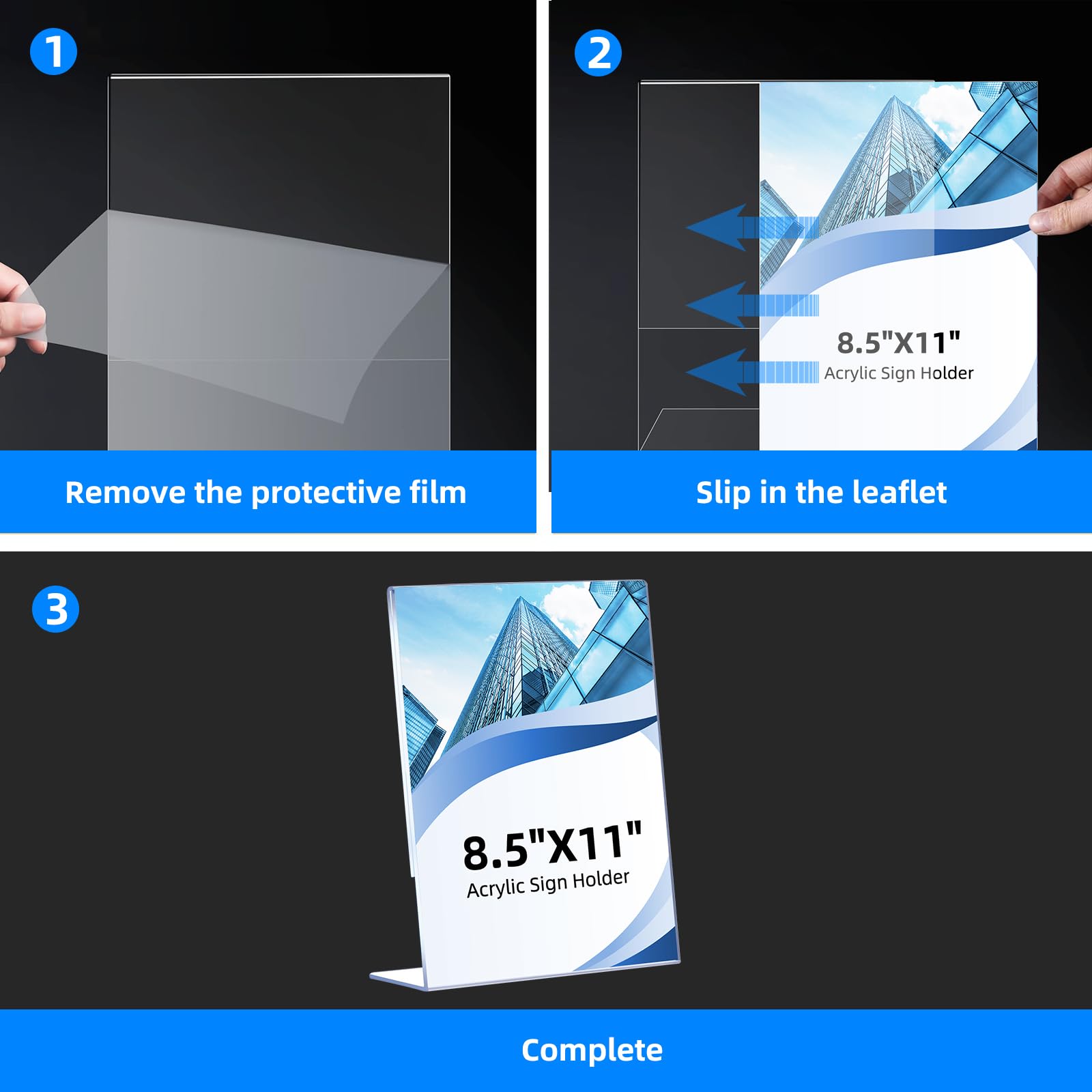 12 Pack Acrylic Sign Holder 8 5 x 11 Clear Plastic Display Stands for Tabletop L-Shape Acrylic Stands — view 4