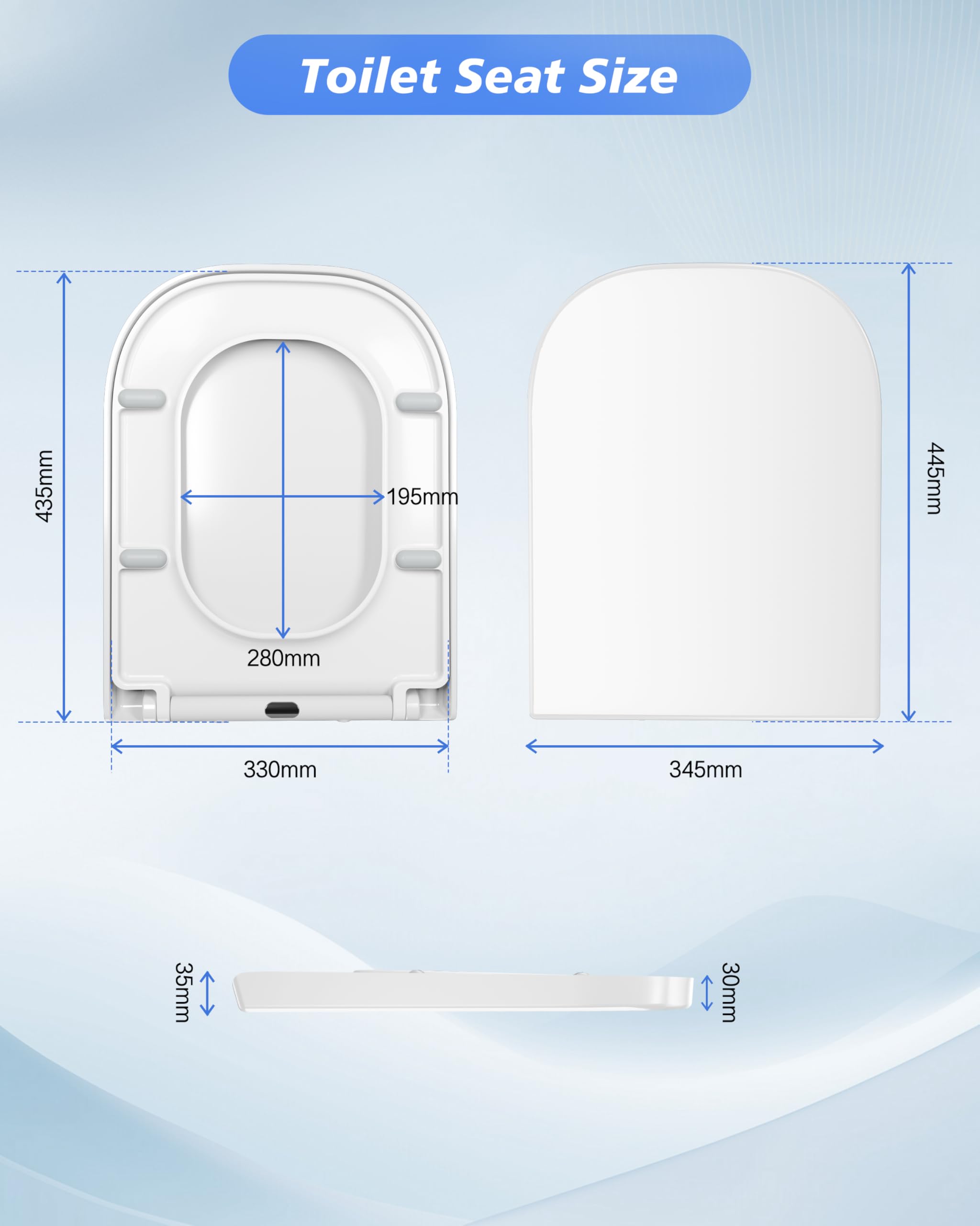 Toilettensitz Mit Absenkautomatik – Soft-Close, Antibakteriell, Verstellbare Scharniere