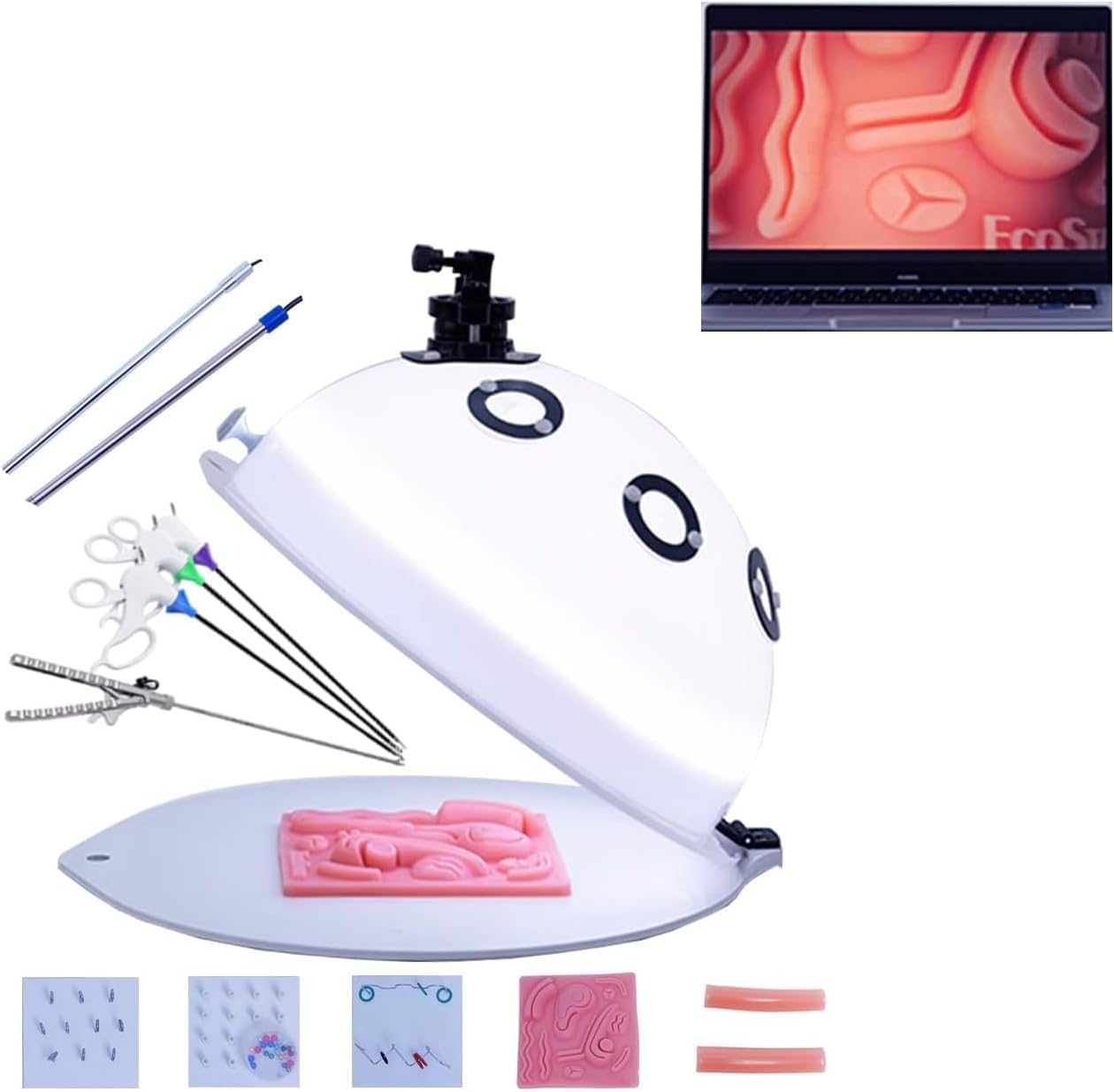 Laparoscopic Surgery Simulation Trainer with Endoscopic Instruments and Suture Module for Medical Training