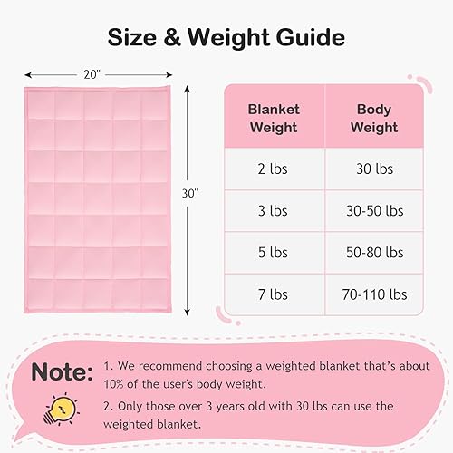 Kivik Weighted Blanket 3lbs, Blue Dinosaur Weighted Blankets, Cute Small Weighted Blankets 3 Pounds, Washable Soft Heavy Blanket Throw for All-Season, 36x48 Inches Blue(Solid Pink,20"x30"-2 pounds)