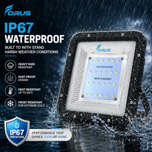 Image of Forus 20W LED Flood Light, White, 4-Year Warranty, IP67 Waterproof Outdoor Lighting, High Mast Halogen Focus Light for Factory, Garage, Parking, Garden, Shop, Warehouse, Tent, Warehouse, 1PC