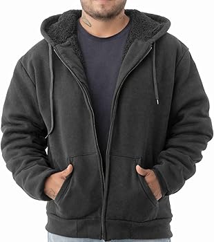 Jvini Men's Full Zipper Front Sherpa Fleece Lining Hooded