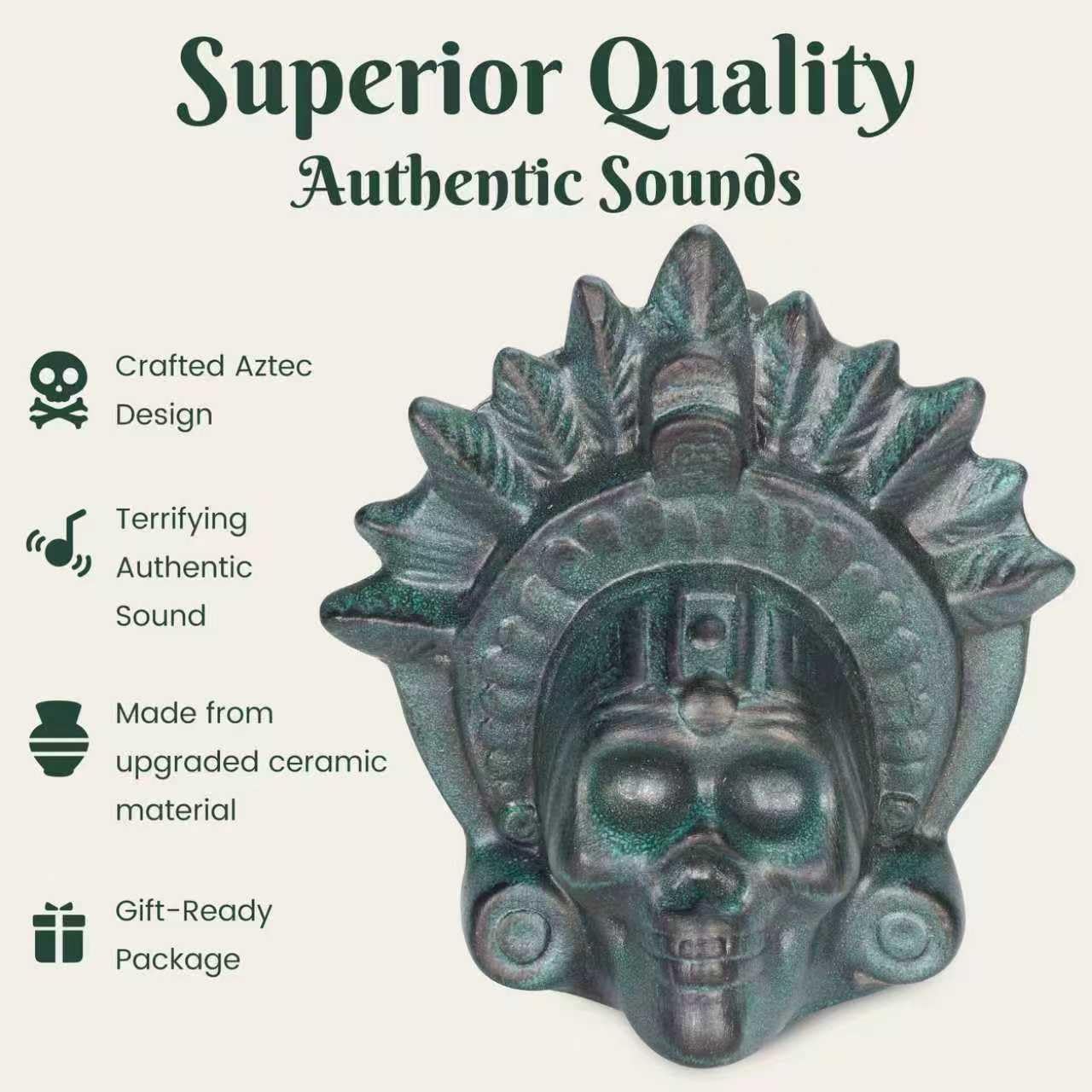 Screaming Aztec Deathホイッスル - 最も大きな本物の人間の鳴き声 126デシベル以上の大音量、古代ブロンズ、マ