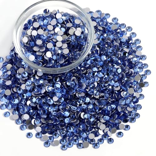 Image of Beadsland Flat Back Rhinestones Bulk, Light Sapphire, SS10, 14400pcs | Flatback Glass Gems for Nails Crafts Clothes DIY Decoration, Glue Fix, 2.7-2.9mm,Light Blue