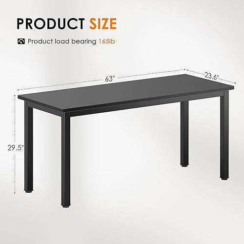 Miniatura 3 de DlandHome - Escritorio para computadora, para el hogar, oficina, mesa, escritorio, estudio, mesa de juegos, estación de trabajo, Nogal negro +