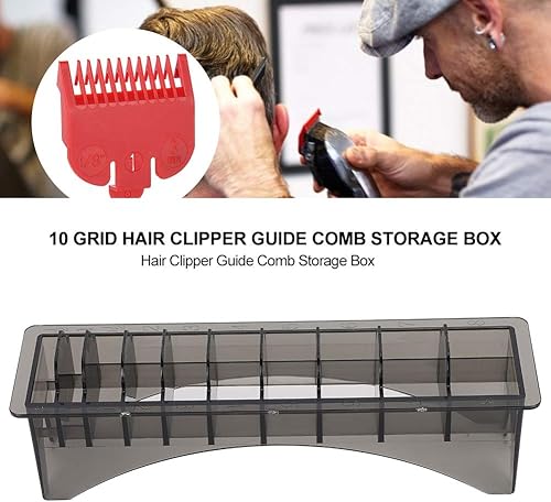 Miniatura 3 de Organizador de accesorios para el cabello, estuche de peluquería, protectores de cortadora, caja de almacenamiento de peine de guía, 10 rejillas,