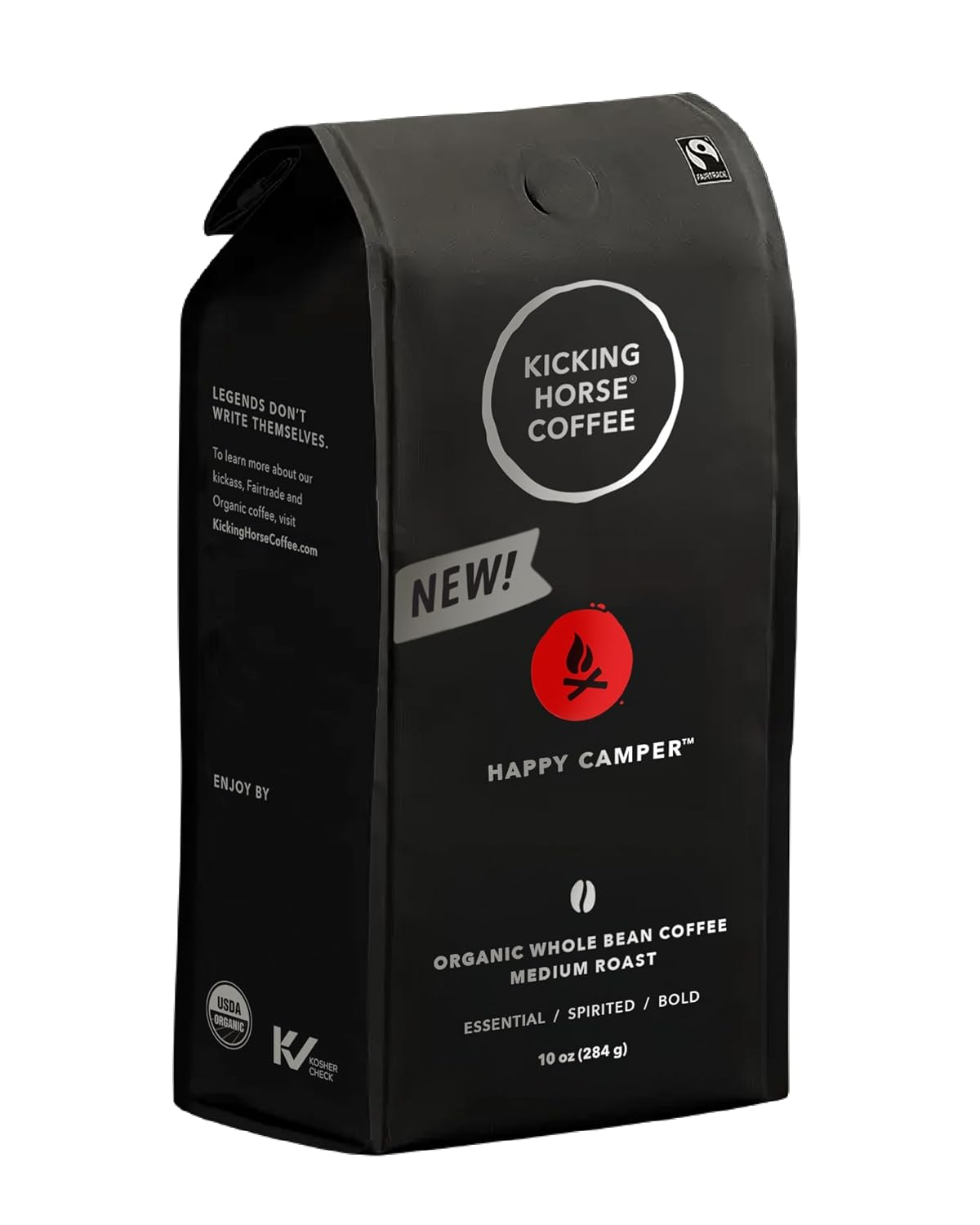 Kicking Horse Happy Camper Whole Bean Coffee, 10 Ounce – Certified Organic, Fairtrade, Kosher Coffee