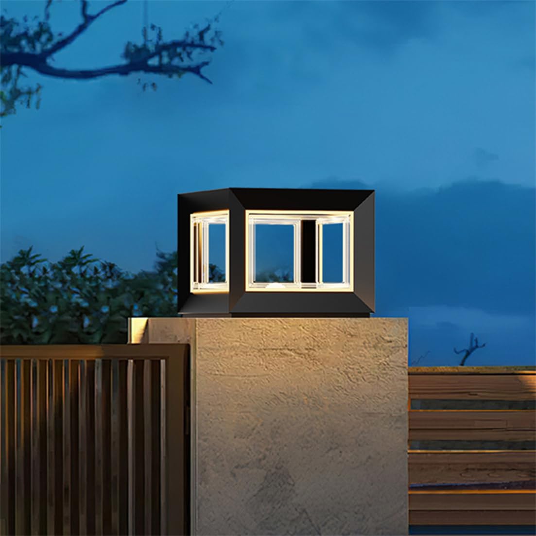 Lampadaire Carré À LED Pour Extérieur, Étanche, Noir