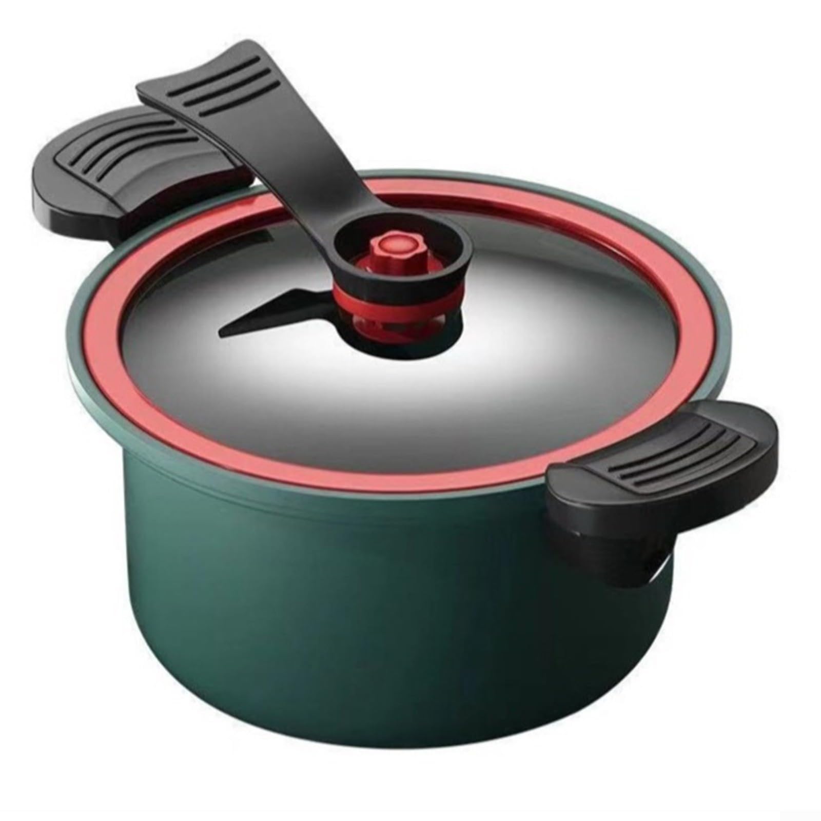 Pressure Soup Pot 3 5L Non-Stick Cooking Pot with Glass Lid and Steam Vent - Versatile Slow Cooker