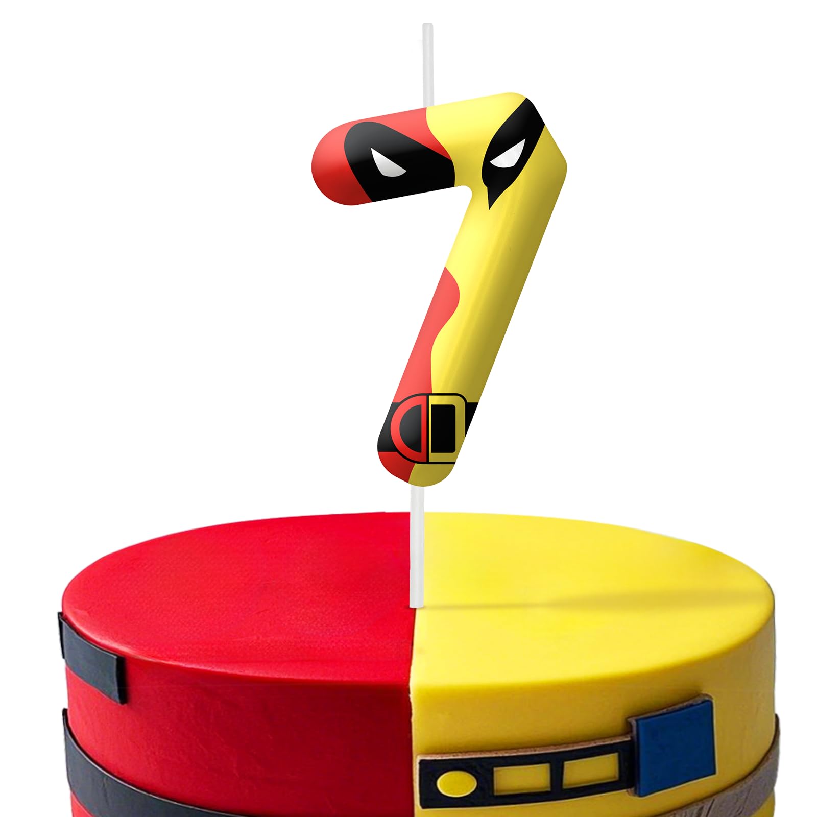 Red Yellow Cartoon Themed Birthday Candles, Number 7 Candle Birthday Party Supplies, 2.4 inch Birthday Candles for Cake Topper Decorations, Birthday