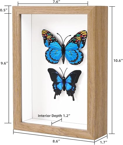 Miniatura 8 de Shadow Box - Marco de fotos de 6 x 8 pulgadas con plexiglás HD de madera profunda, caja de memoria para flores, boletos, recuerdos, medallas, arte y