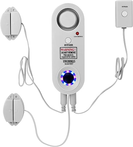 TECHKO Alarma estroboscópica segura para piscina para niños, mascotas, certificación ETL UL 2017, resistente a la intemperie interiorexterior, luces