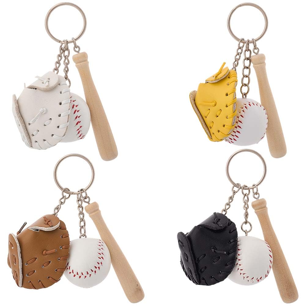 Porte-clés softball et baseball en cuir PU, pendentifs déco de sac de sport