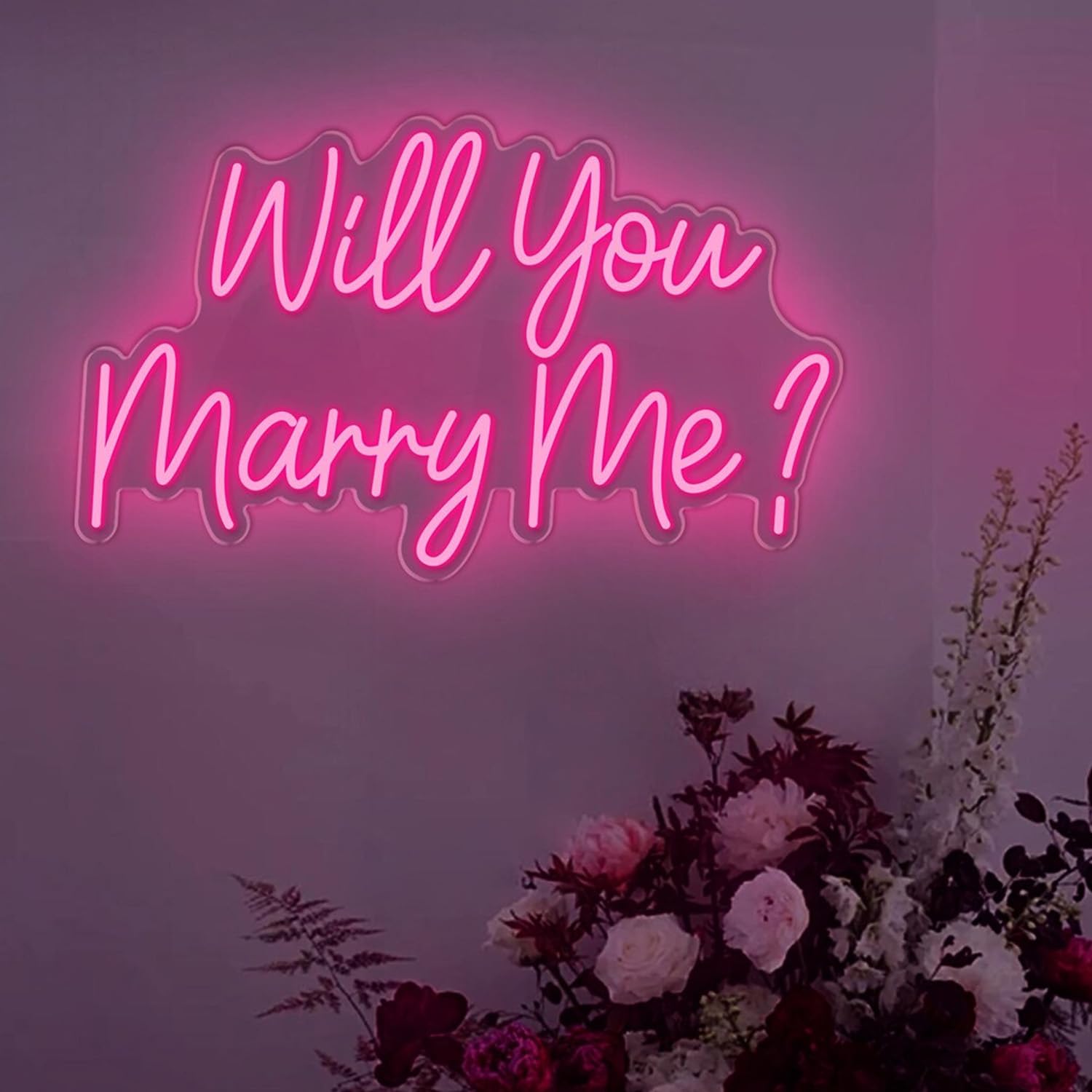 HFHungkeong Neon Will You Marry Me Sign for Valentine Proposal Party Wedding Wall Decor,LED Dimmable Wedding Neon Sign USB Powered for Girlfriend fiancée — image 1