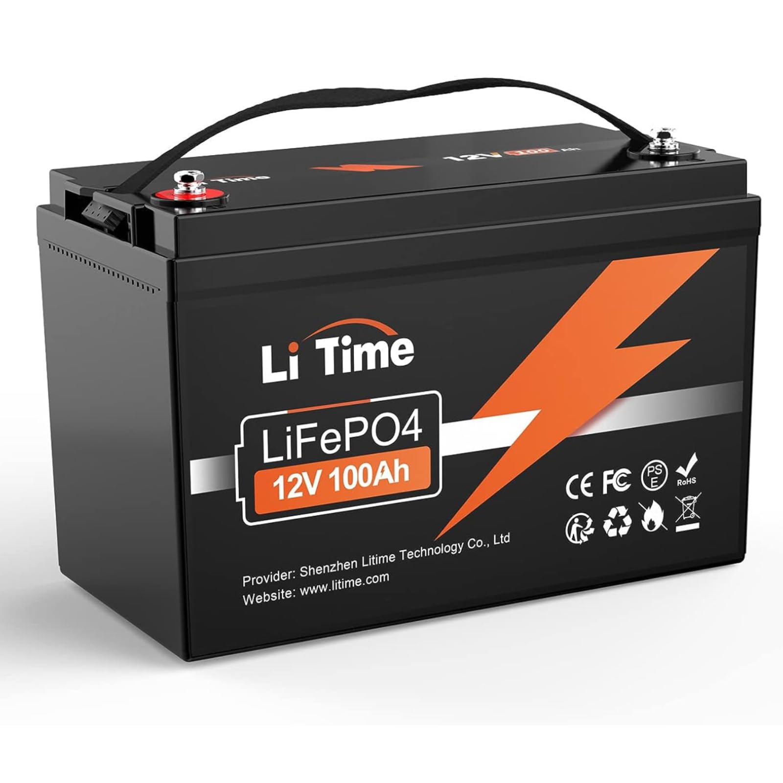 LiTime LiFePO4 Lithium Battery 12V 100Ah, Rechargeable Battery with 100A BMS Protection and 4000-15000 Deep Cycles Maintenance Free Perfect for Campers, Solar Systems, Boats, Off-Grid