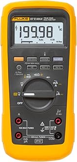 Fluke 87V MAX True-RMS Digital Multimeter, Rugged, Waterproof and Dustproof IP67 Rated, Up to 800 Hour Battery Capacity, Built-In Thermometer, Withstands Drops Up To 13 Feet, Includes TL175 Test Leads