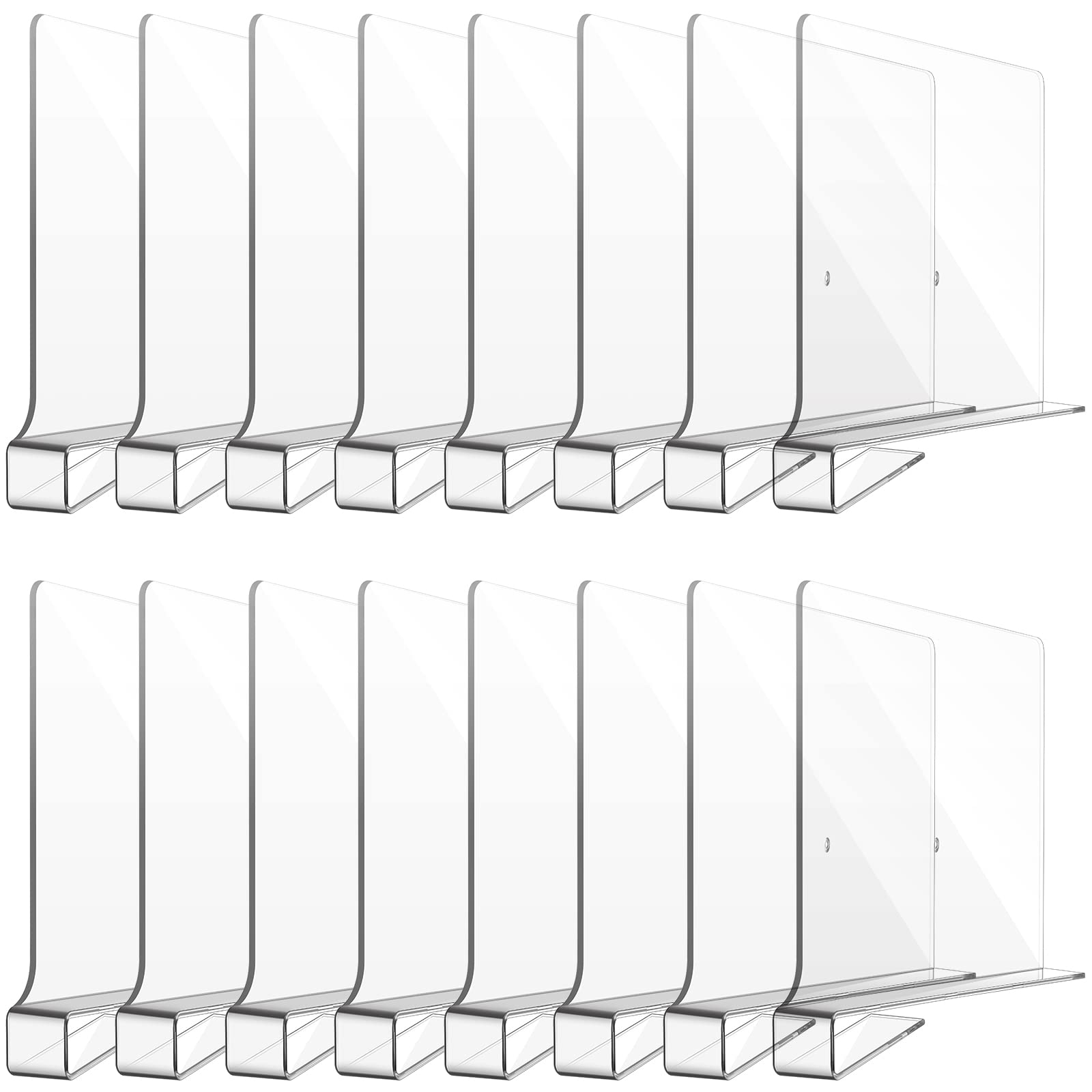 12 Pieces Clear Acrylic Shelf Dividers for Closet Organization Transparent Closet Shelf Divider Organizer Multi Functional Wood Closet Separator for Storage in Bedroom, Kitchen, Office(16 Pieces)