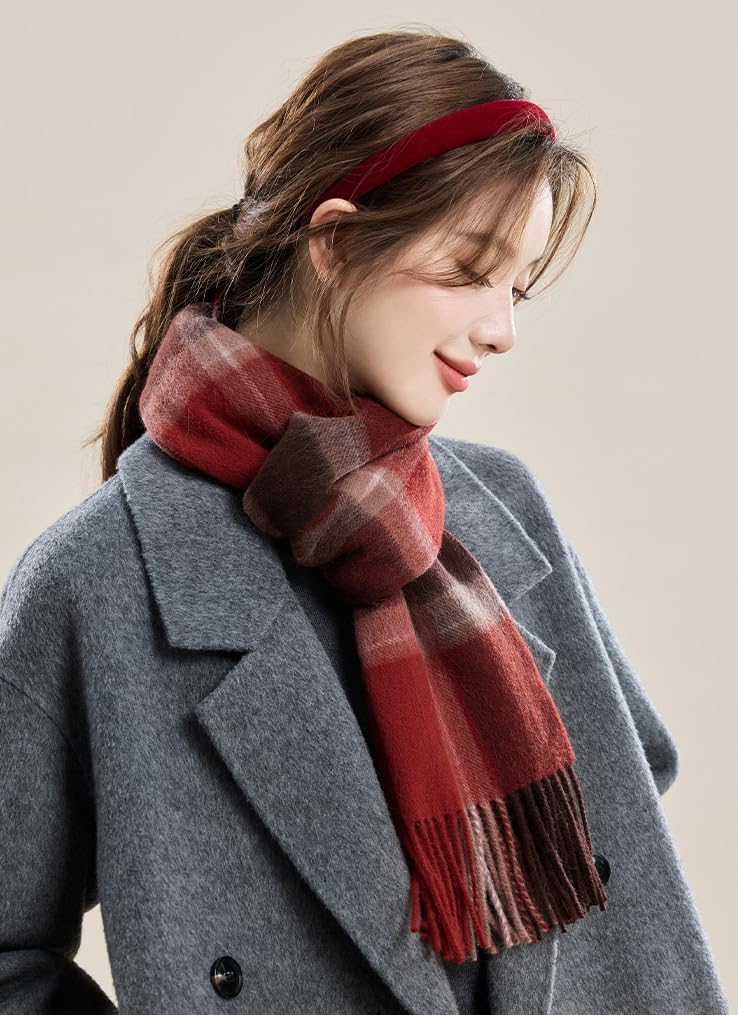 Cashmere Wool Scarf Soft Warm Thick Plaid Winter Scarf Unisex for Women and Men with Gift Box - Image 9