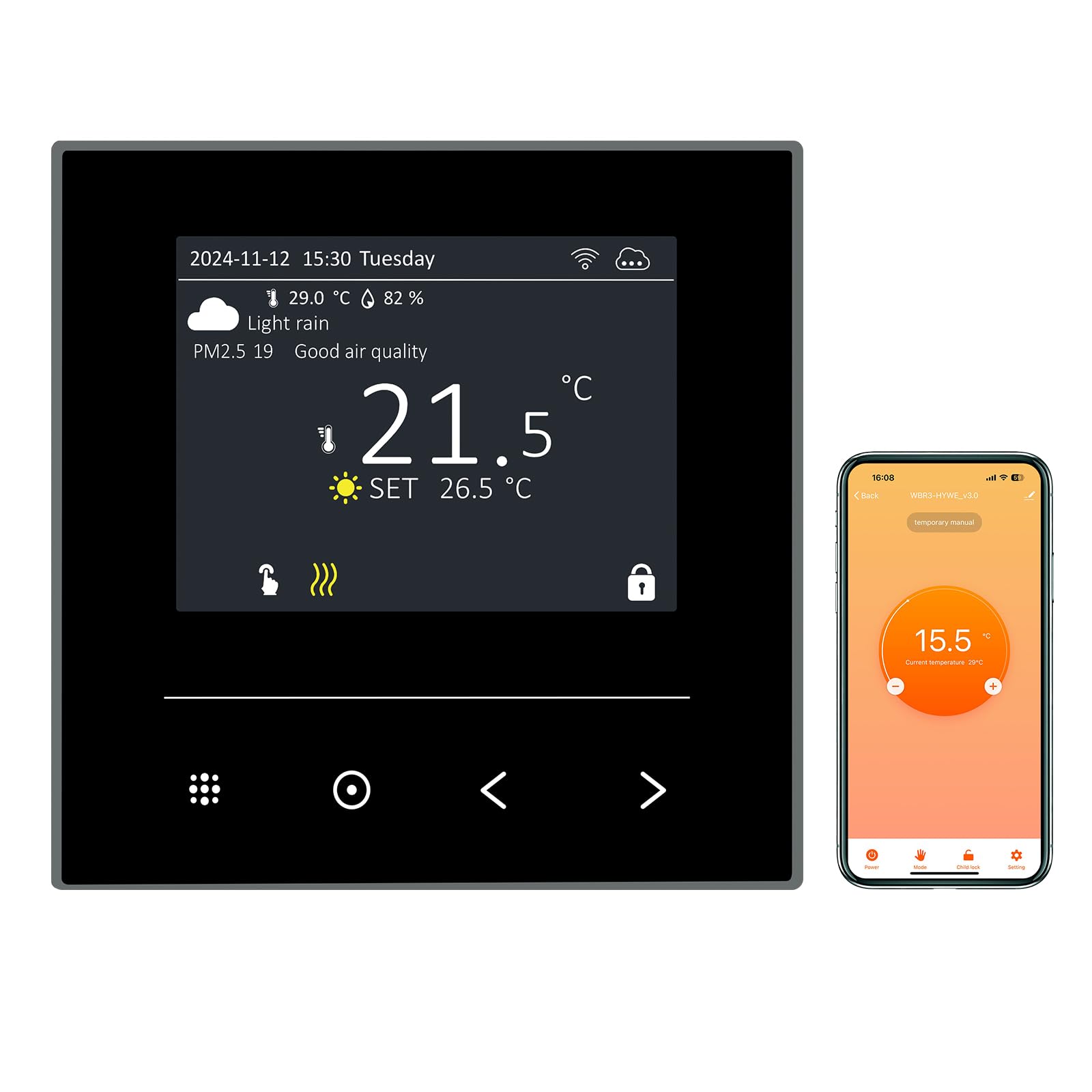 KETOTEK Wireless Room Thermostat for Electric Underfloor Heating 16A