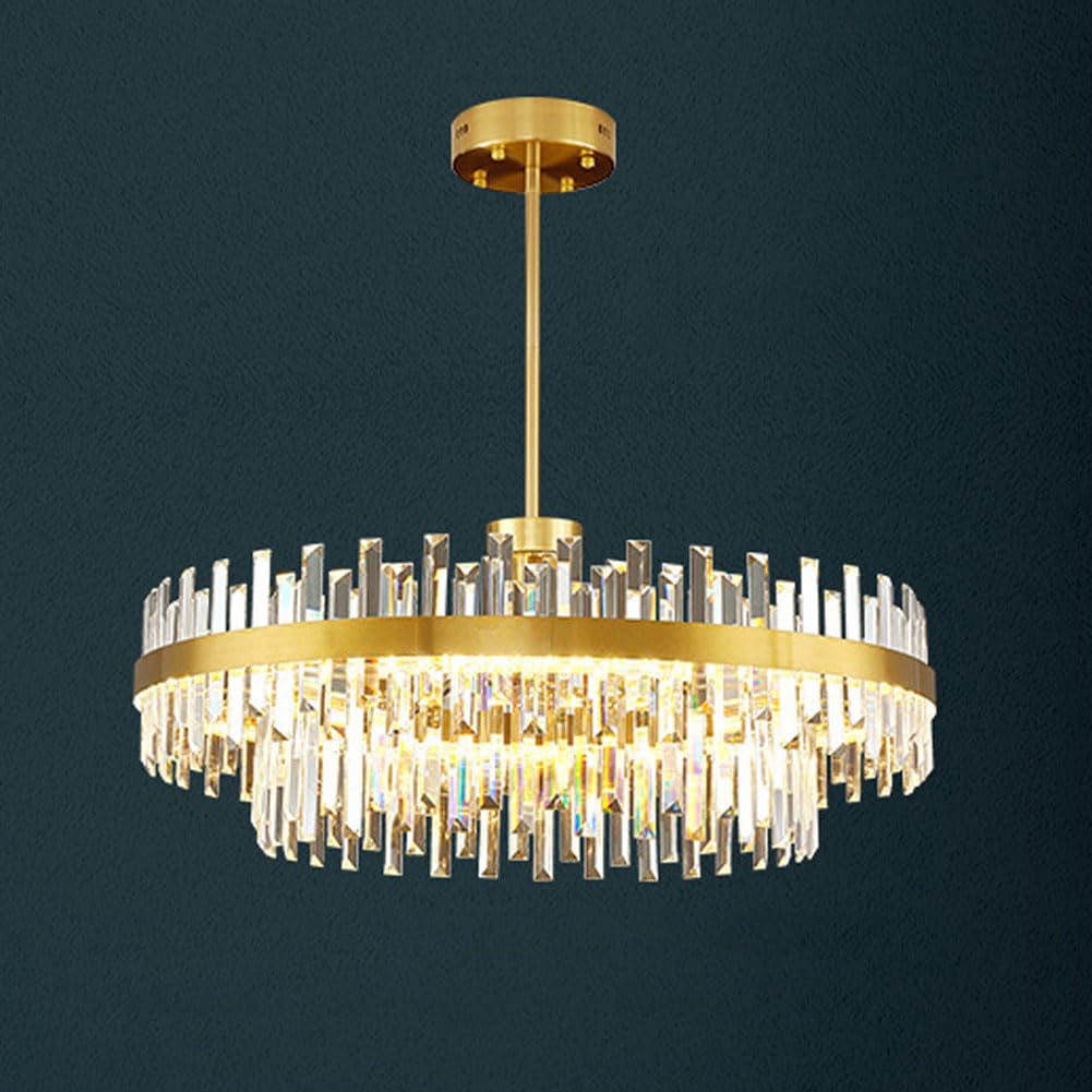 KXEcoLife Scandinavian light luxury crystal chandelier, modern designer lamps and lanterns, simple atmospheric combination for living room dining study bedroom light,80cm