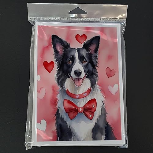 Miniatura 3 de Caroline's Treasures DAC5292GCA7P Border Collie My Valentine Greeting Cards Pack of 8 Blank Cards with Envelopes Whimsical A7 Size 5x7 Blank Note