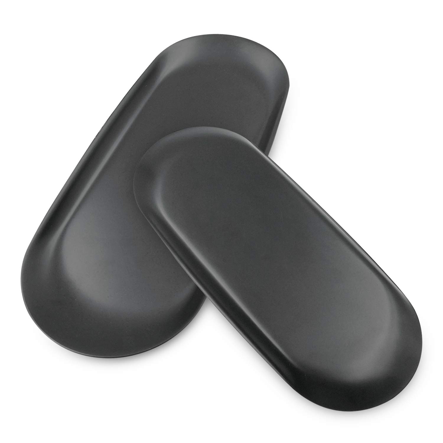 Libershine Black 2Pcs Oval Stainless Steel Storage Tray, Metal Serving Tray Small Trinket Tray Cosmetics And Jewelry Holder Organizer Trays For Candle Towel Perfume Key Plant Decorative