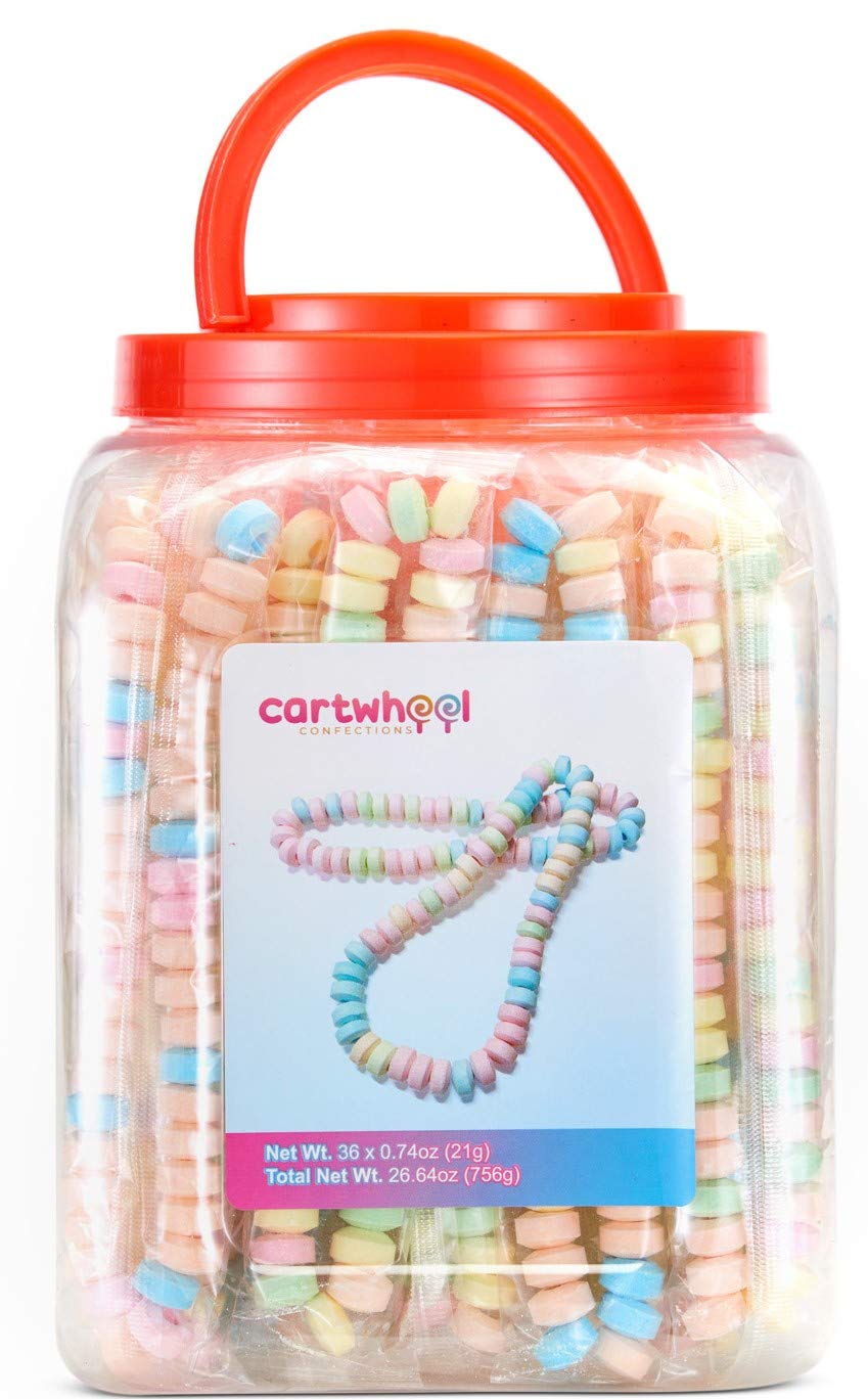 Cartwheel Confections 36 Individually Wrapped Candy Necklaces, Candy
