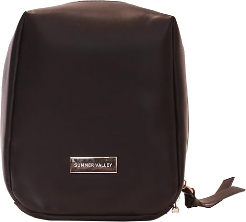 Elegante bolsa de cosméticos acolchada portátil para mujer con compartimentos, bolsa de maquillaje de viaje de gran capacidad para bolso, Negro -