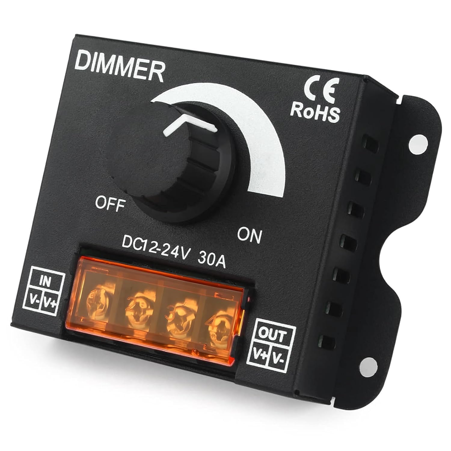 Hexonix PWM LED Strip Dimmer Controller DC 12V–24V, 30A Stepless Brightness Control with ON/Off Knob for Single-Color LED Strips-image-41