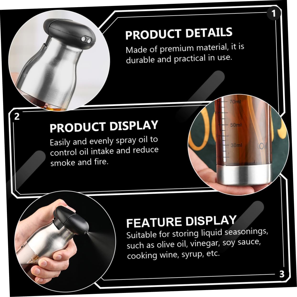 PRETYZOOM Oil Bottle Leak Kitchen Dispenser for Olive Oil Vinegar Soy Sauce Cooking Wine Compact Practical Sprayer for Bbq Baking and Cooking Use