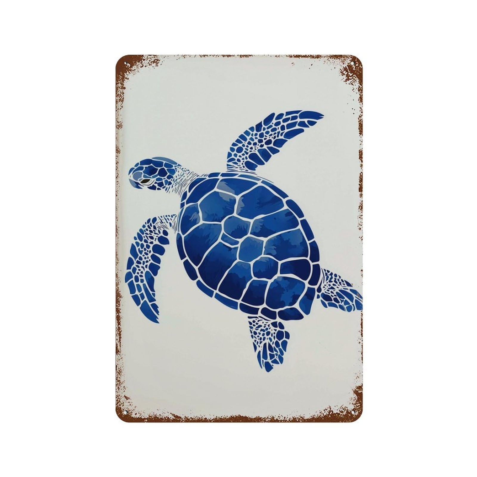 xiaoxiaoshen Blue Sea Turtle Coastal Ocean Animal Nautical Beach House Marine Life Watercolor Wall Decor Art Metal Tin Poster Modern Home Decor Art Home Bar Shop Decorations Vintage Sign 30x20cm