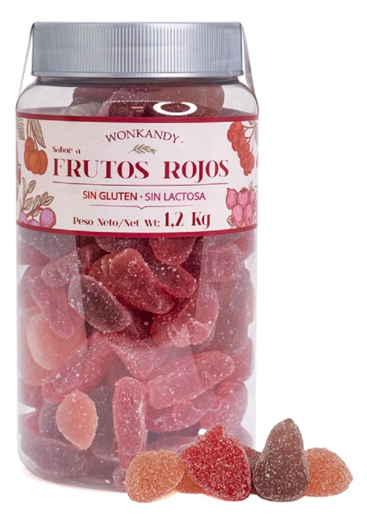 Wonkandy Żelki O Smaku Czerwonych Owoców 1,2 kg – Truskawka, Wiśnia, Winogrono – Miękkie Żelki Cukrowane – Bezglutenowe, Bez Laktozy – Idealne na Imprezy i Przyjęcia