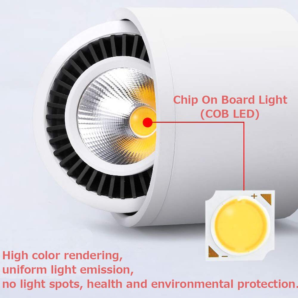 SKIVTGLAMP Dimmable High Accent Uplight 5W COB LED Barrel Type Spotlight Light with 5.9ft On/Off Dimmer Switch Cord Plug-in Extra Light Rotating Decorative Light for Loft Gallery,White