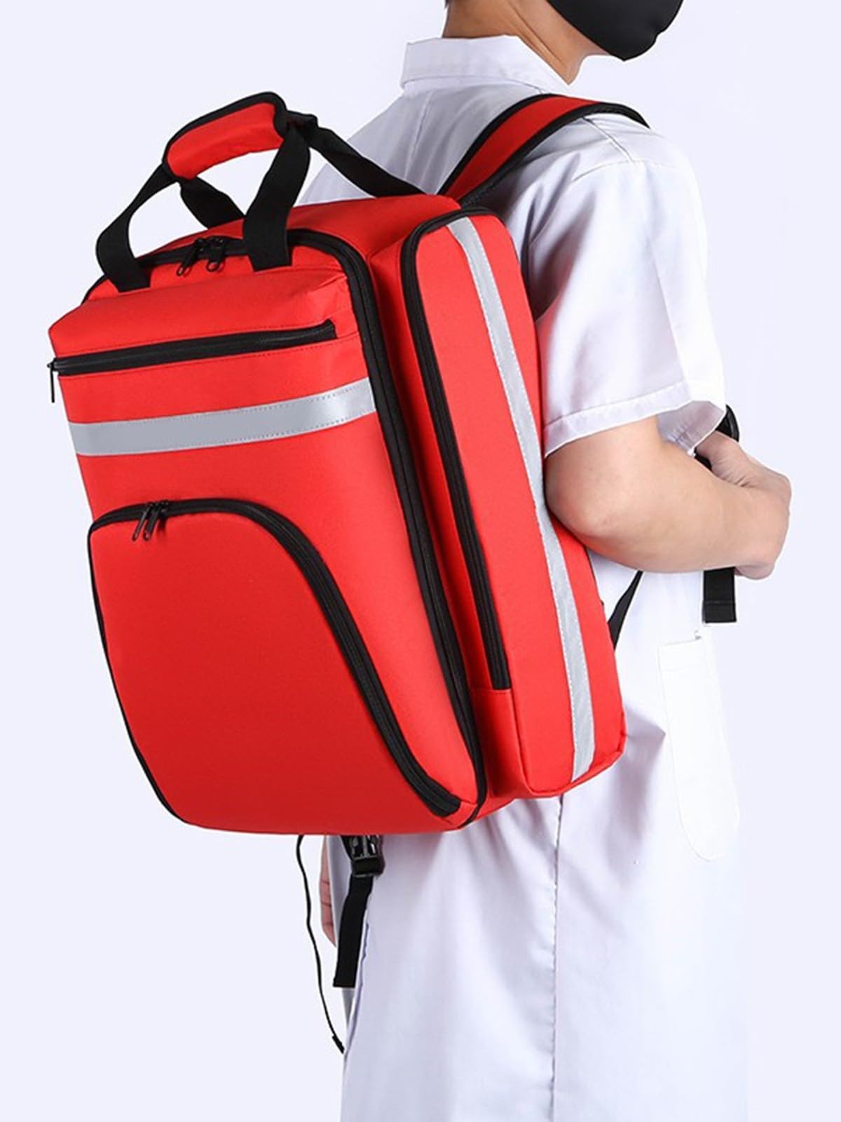 REHOOF Mochila Médica De Emergencia Casa, Bolsa De Trauma De Primeros Auxilios con Reflectante, Impermeable Y De Gran Capacidad, Bolsa Vacía De Primeros Auxilios para Senderismo Viajes Excursiones B