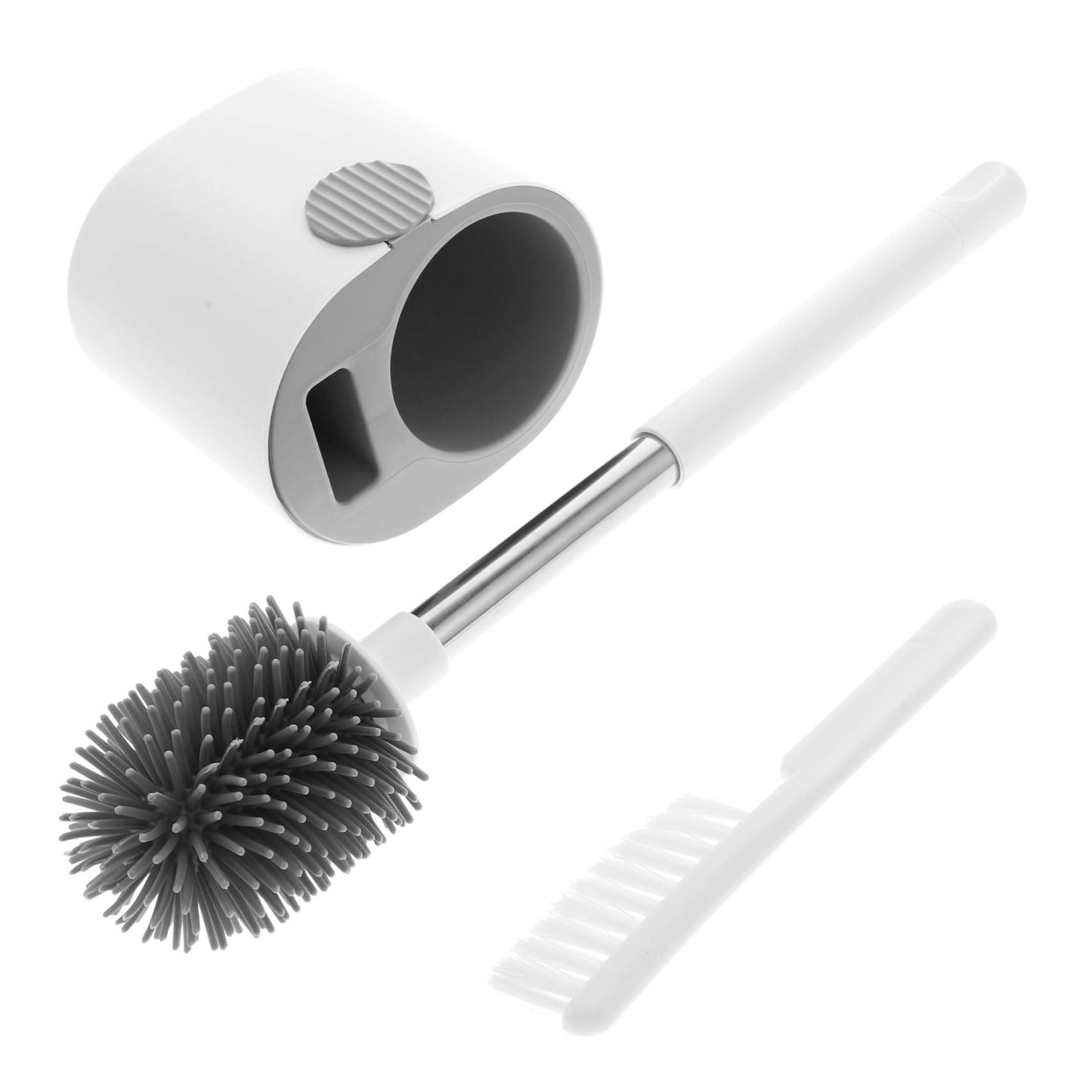 Brosse à toilette murale argentée pour éliminer le tartre incrusté