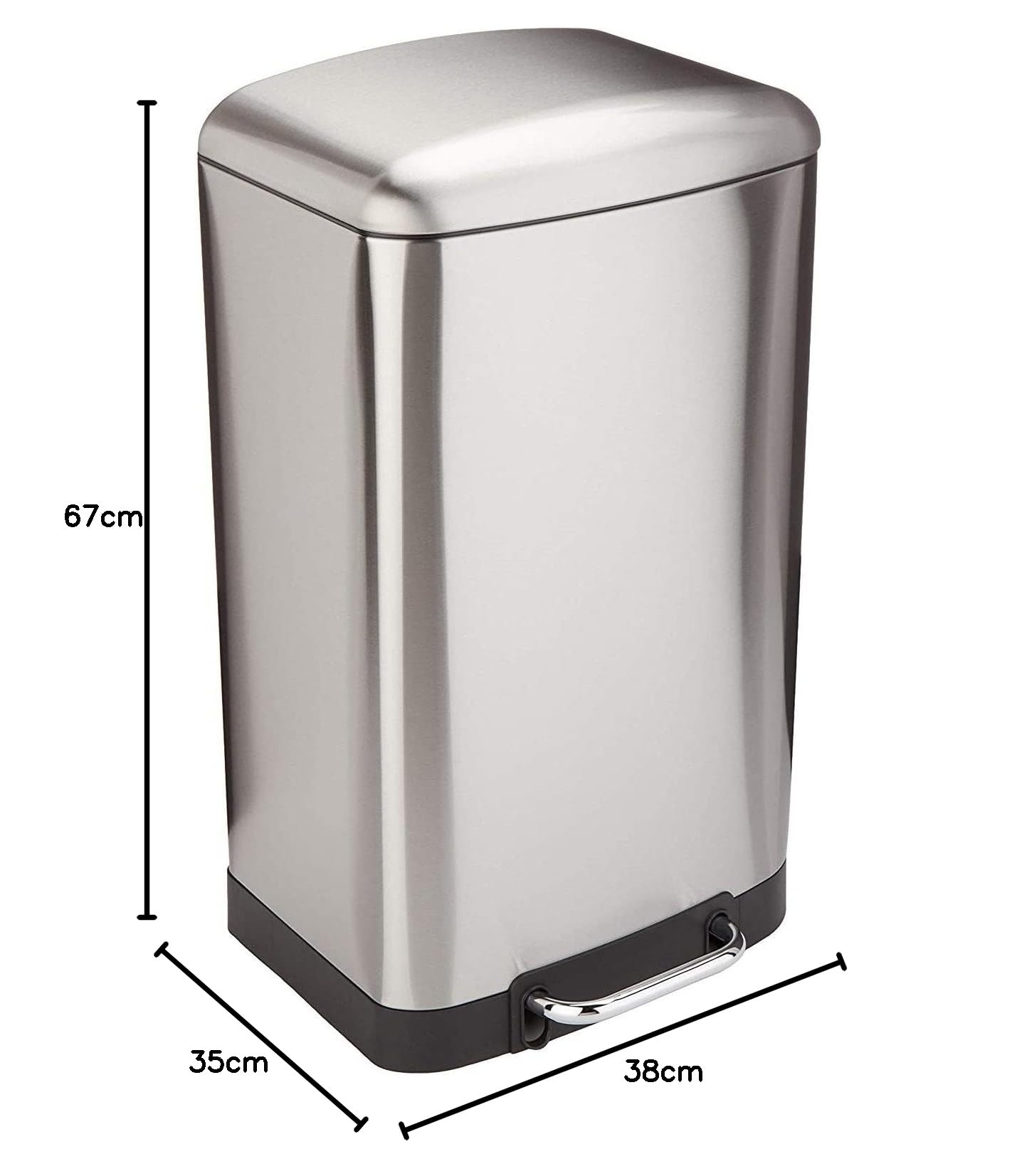 Kitchen Move Cubo de Basura de Cocina con Pedal Vintage Greenwich, de 40 L, en Acero Inoxidable con Cubo y Tapa abombada