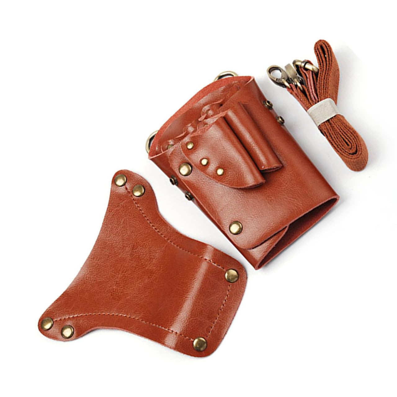 Leder Werkzeugorganizer Hüfttasche für Friseure, Scherenhalter Braun