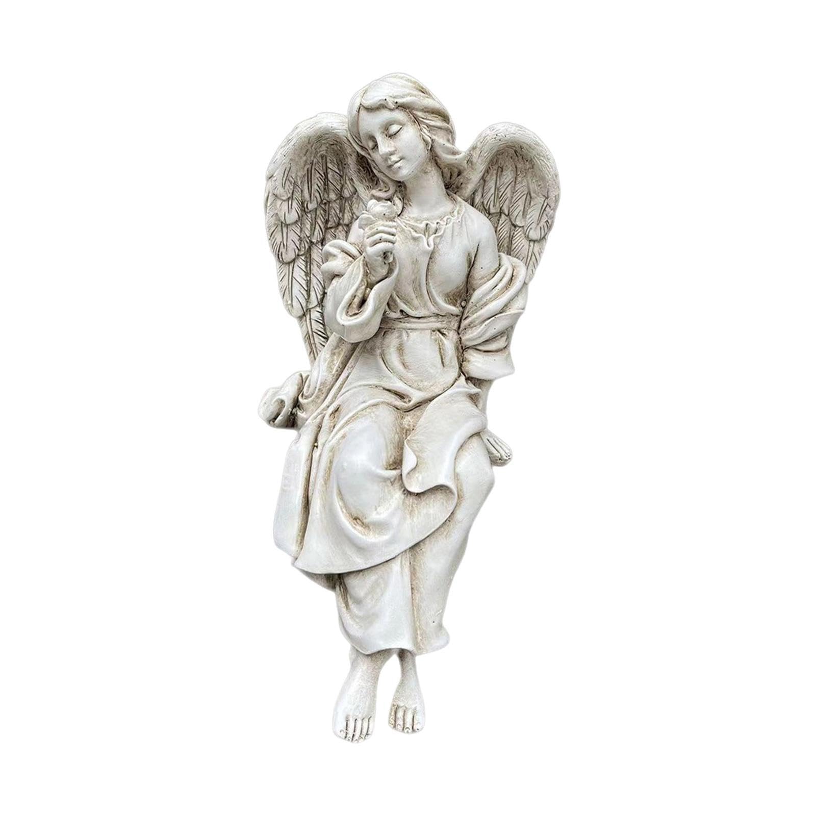 mophrati Angel Garden Statue Figurine Resin Beautiful Outdoor Decor For Lawns Gardens Fits Indoors And Outdoors Angel Art Decoration Statue Housewarming Gifts