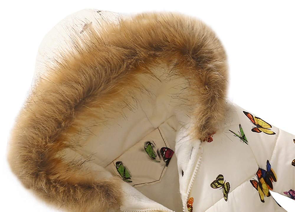 Bambino Piccolo Giacca Invernale Spessa con Motivo Floreale per Bambina Cappotto Lungo Antivento con Cappuccio Ragazza Ragazzo 3 anni-7 anni