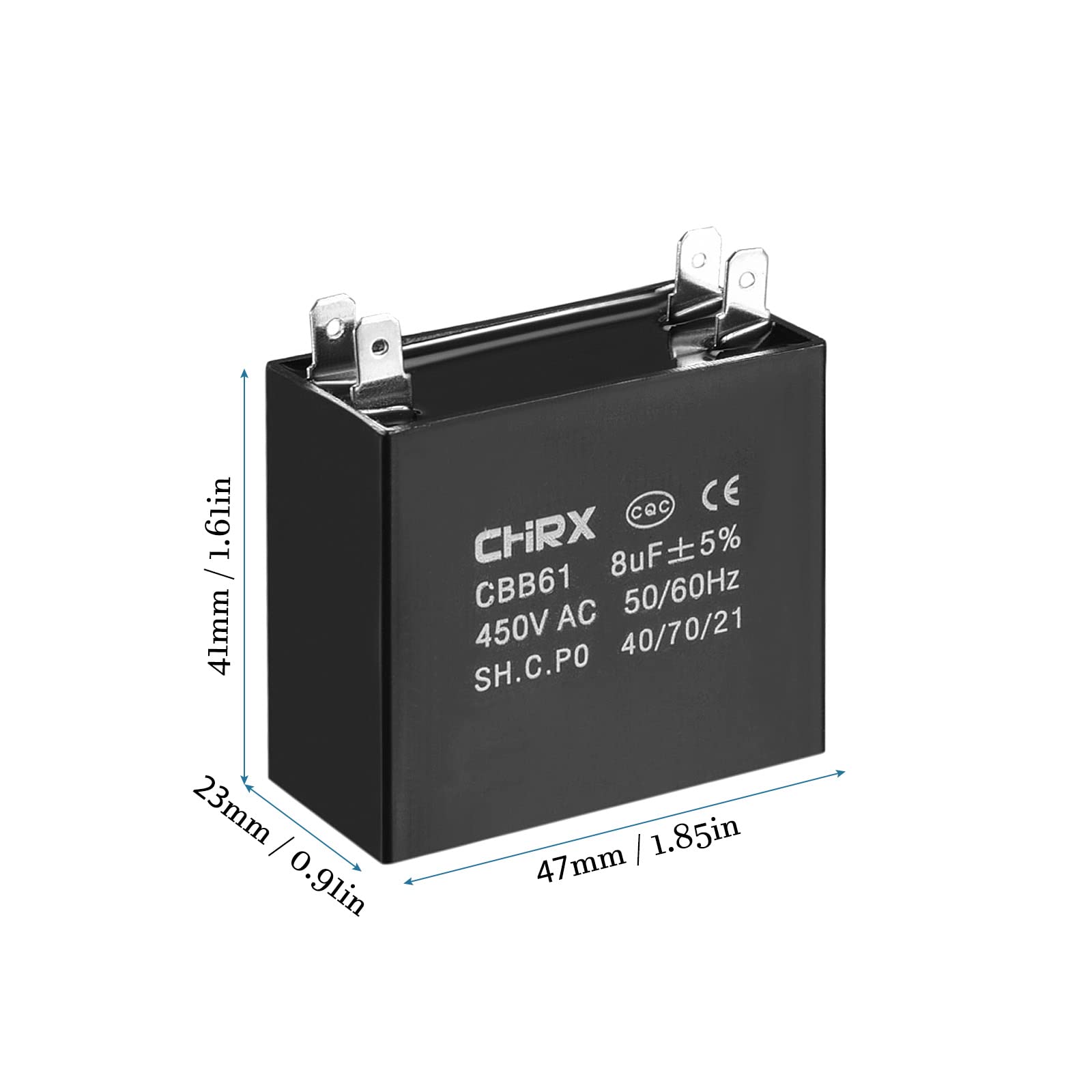 QUARKZMAN 450V AC 8uF Ventola Condensatore x 1 Pezzo Doppio Inserimento CBB61 Run Condensatore per Elettrico Apparecchio