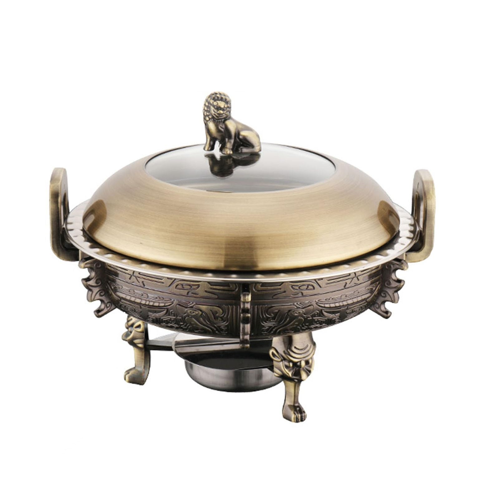 Set di scaldavivande rotondo da buffet, in acciaio inox, resistente, per cucina, feste, catering, matrimoni ed eventi, ideale per buffet